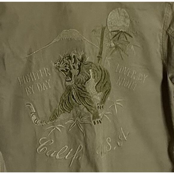 Lucky Brand Military Jacket $199 Embroidered Tiger Fighter Lover, Medium EUC - Picture 12 of 12